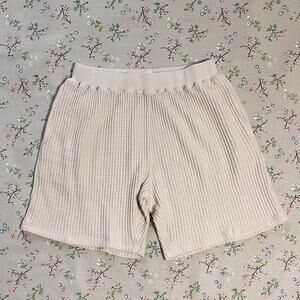 MATE the Label Mens Organic Waffle Shorts Bone Medium Cotton Loose Lounge Casual
